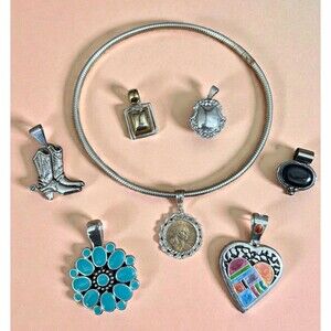 Tubogas Round Omega Chain Lot | 18” | 7 Pendants |  2000 Sacagawea Coin